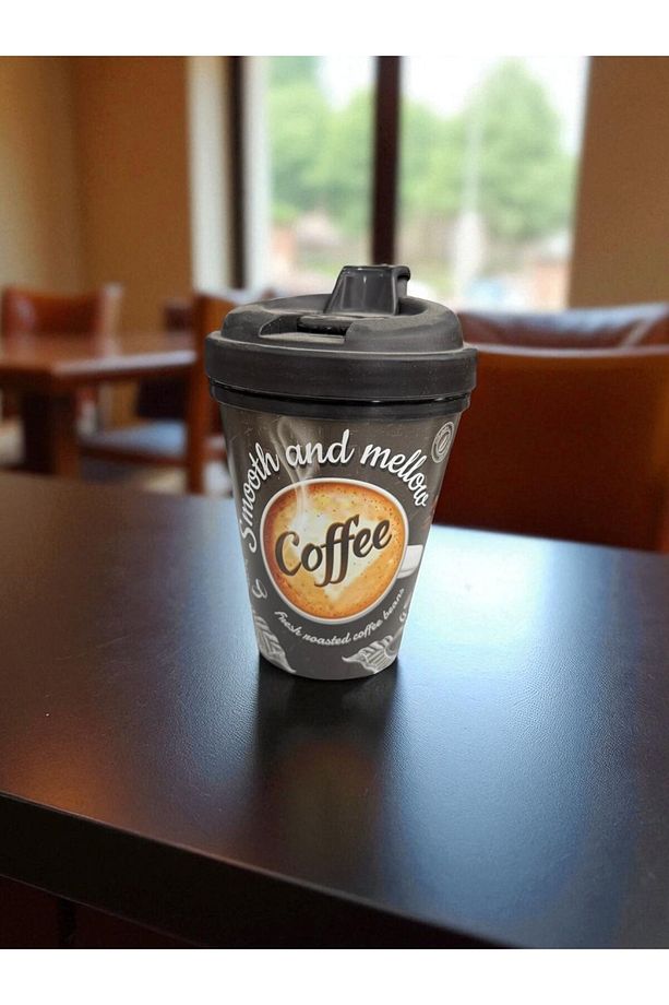 3D Coffee Bardak, Kapaklı Kahve Bardağı, Taşınabilir Kahve Bardağı - 1