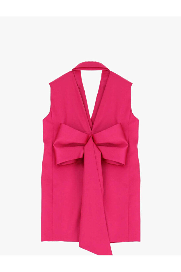 Rochie mini cu fundă dramatică la spate - 7