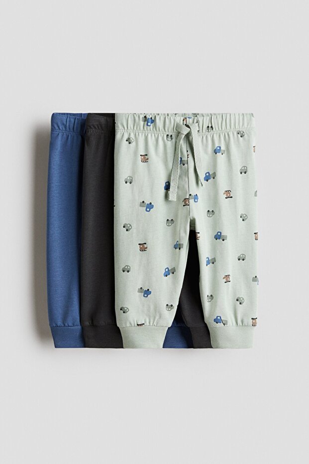 3’lü Pamuklu Jarse Jogger Pantolon - 1