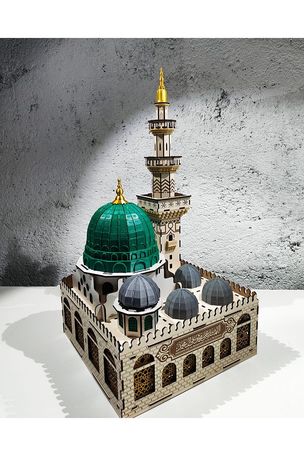 Mescid-i Nebevi Işıklı Ahşap Maket - Dini Temalı Yerli Üretim - 6