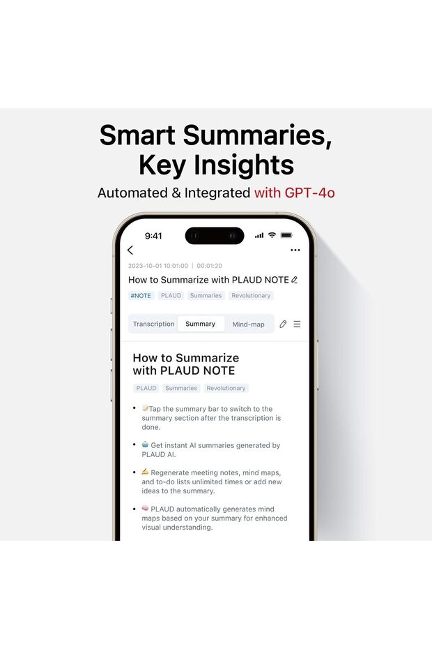 NOTE AI Voice Recorder, App Control, Transcribe & Summarize Empowered by ChatGPT, Support 57 L - 3