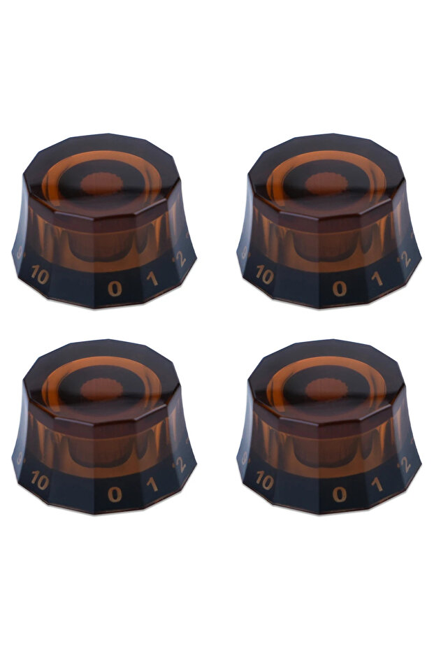 مجموعة مختارة من 4 مقابض تحكم في مستوى الصوت والنغمة والسرعة للجيتار الكهربائي، لون بني فاتح. - 1