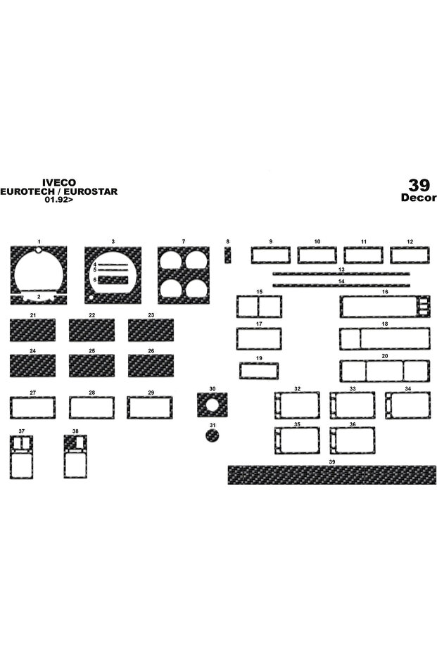 Iveco Eurotech Eurostar Console-Torpedo Trim 1992-2000 39 Pieces