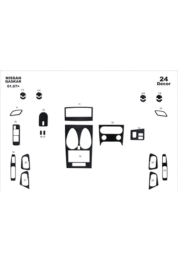 Nissan Qashqai Dashboard Trim 2007-2010 24 Pieces