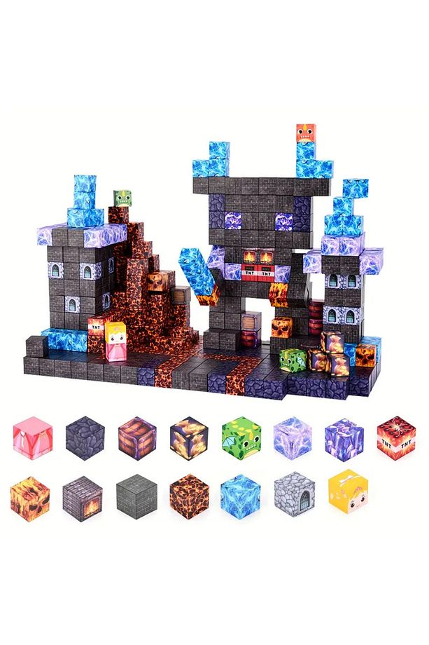100 adet Minecraft Manyetik Küp Blokları, Çocuklar İçin Uygun,Eğitici Oyuncak - 1