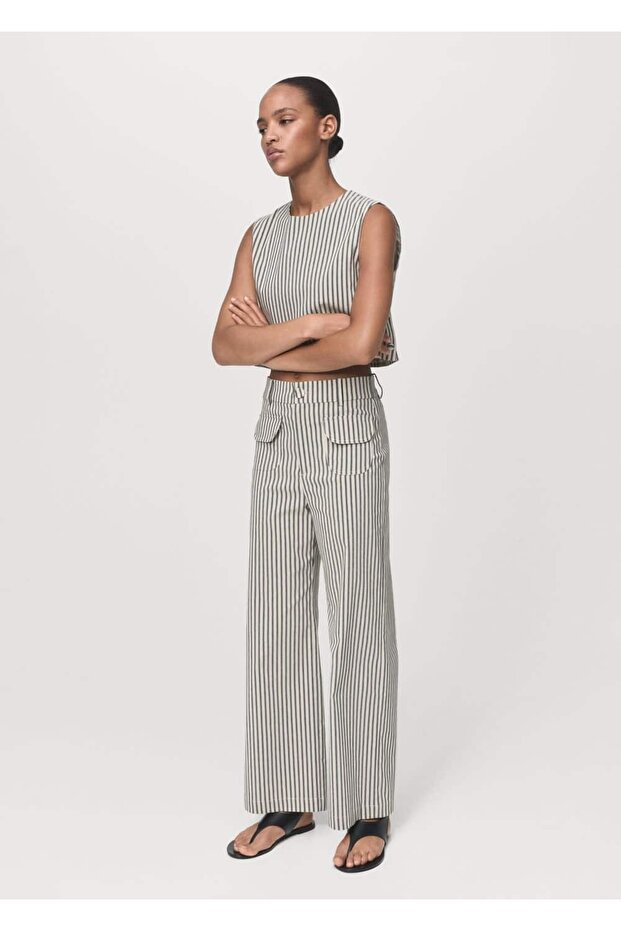 Cepli çizgili pantolon - 2