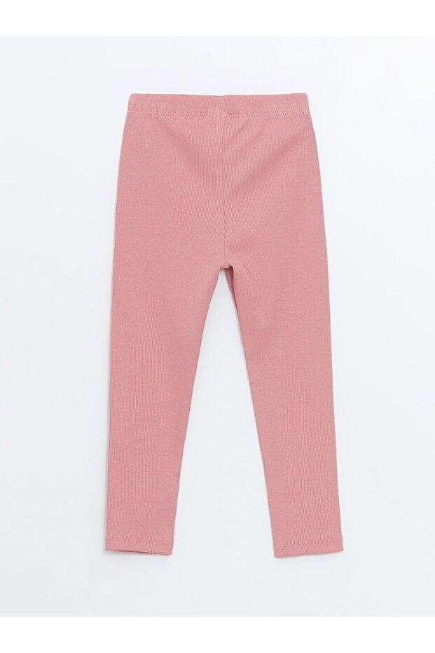 Pembe Beli Lastikli Kız Çocuk Tayt 2'li - 5