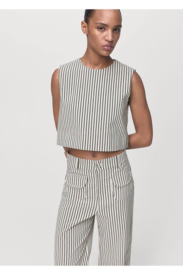 Cepli çizgili pantolon - 7