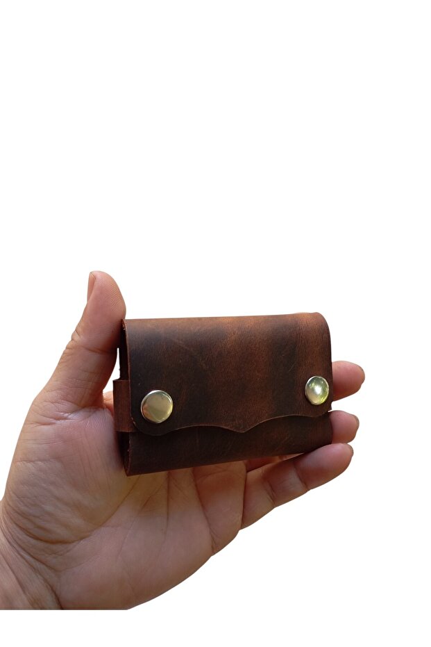 Creonder Genuine Leather Men's Card Holder - Handmade Cüzan - Special Design - Brown