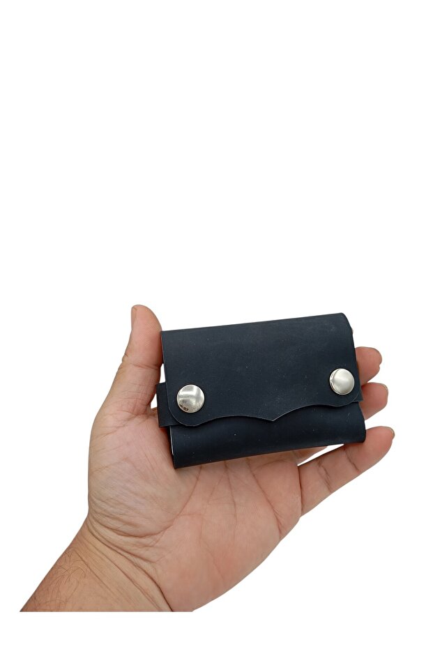 Creonder Genuine Leather Men's Card Holder - Handmade Cüzan - Special Design - Black