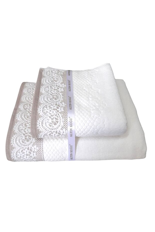 Evony Banyo Havlu Seti 2'li Bej (50x90cm+90x150cm) - 1