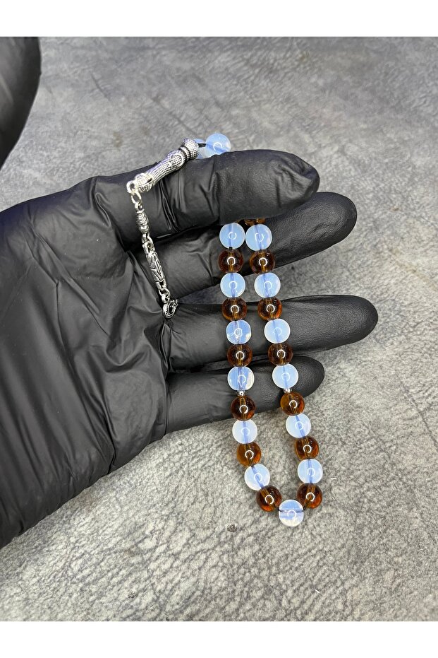 Glass Natural Stone Double Color Ben-Ra Model Prayer Beads