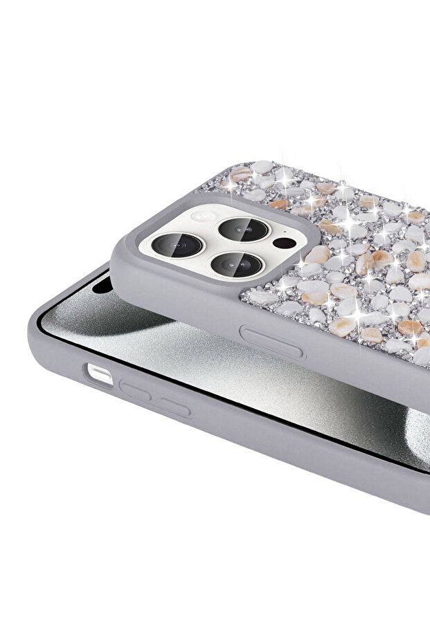 iPhone 15 Pro Max Compatible Shiny Stone Design Cppl Linea Case-Blue Light - 2