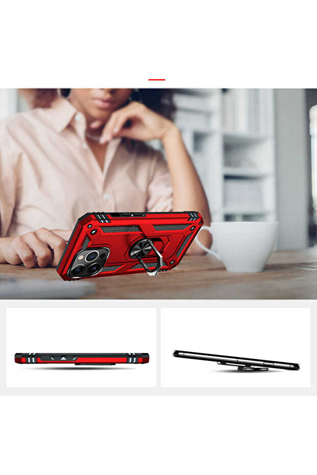 حافظة CPPL Vega متوافقة مع هاتف iPhone 13 Pro Max - أحمر - 5