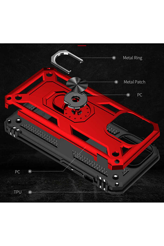 حافظة CPPL Vega متوافقة مع هاتف iPhone 13 Pro Max - أحمر - 6