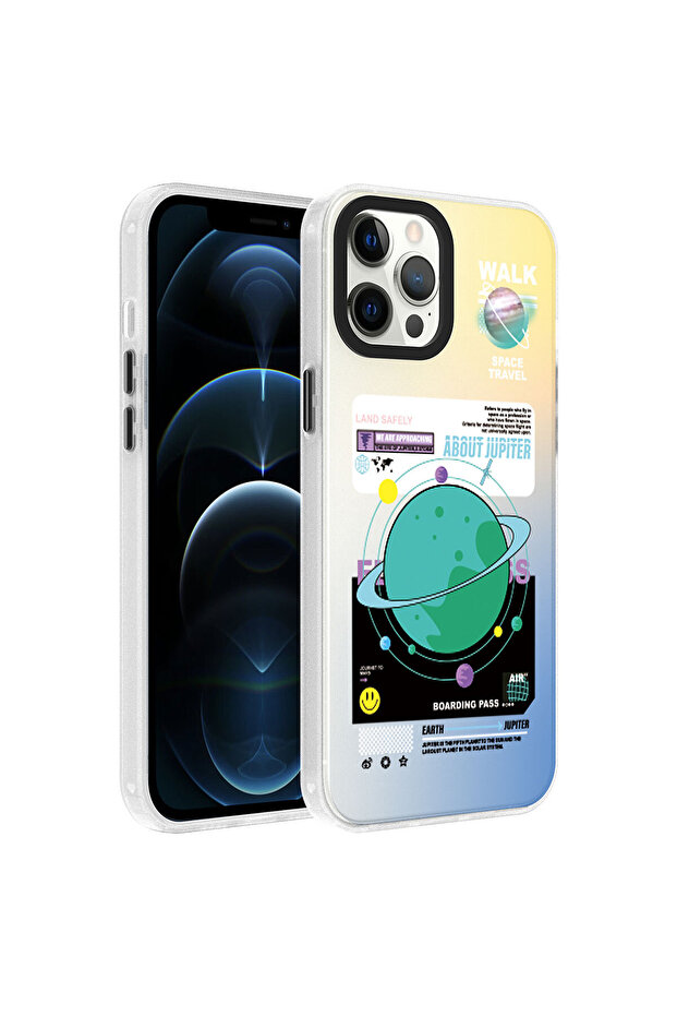 حافظة صلبة منقوشة CPPL Dragon متوافقة مع هاتف iPhone 12 Pro Max - Planet - 1