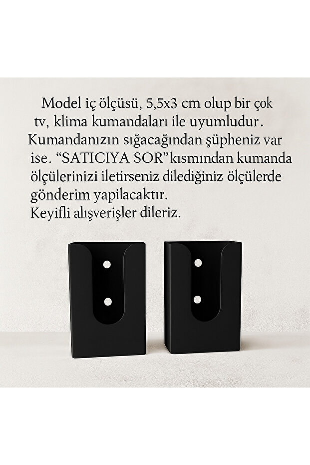 Duvara Monte Kumanda Tutacağı (5,5X3 CM İÇ ÖLÇÜ) -2 ADET-Yapışkanlı Tv, Klima Kumandası Aparatı. - 2
