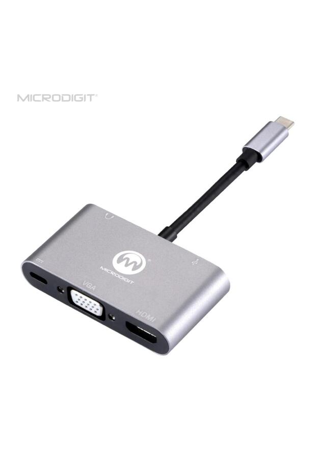 محول مايكرودجت TYPE-C HUB 4K 5 IN 1 - 2