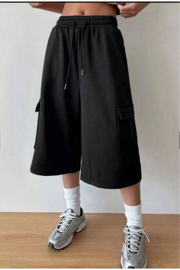 Y2k Trend Unisex Kargo Cep Şort Örme Bermuda - 1
