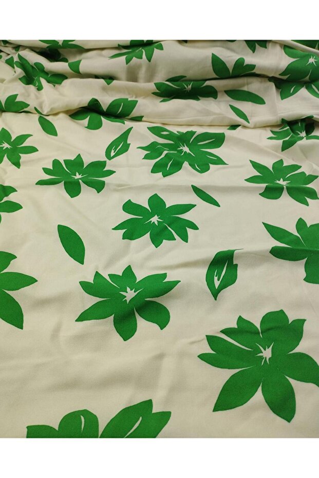 Cotton Viscose in Green Ecru Colors (Width 150 cm X Length 330 cm)