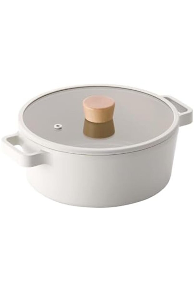 Fika,Cooking Pot,24cm,integrated handle,Glass lid with wood Knope,Suitable all Stove kind,Sand Color