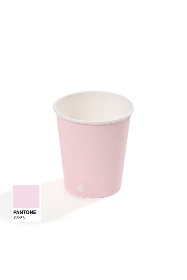 8 oz Single Wall Baskılı Karton Bardak (Pembe) 50 Adet - 1