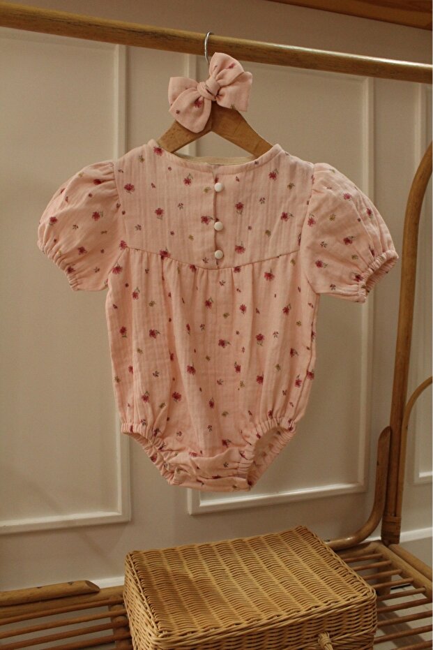 Pembe çiçekli Romper - 2