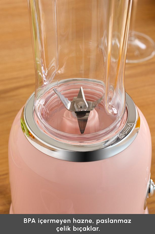 Retro Personal Kişisel Smoothie Blender Pink - 4