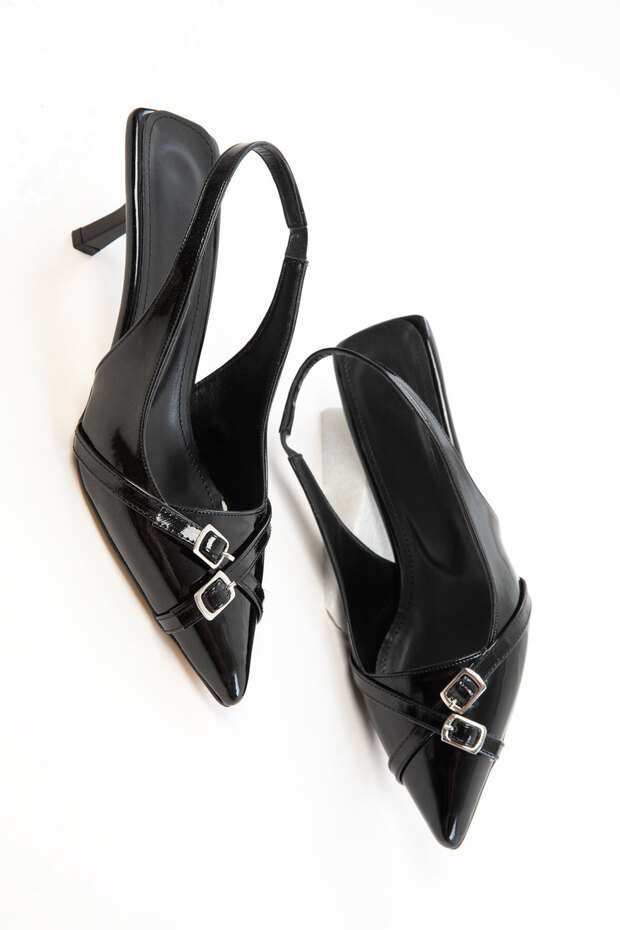 Black Patent Leather Women's Classic Heeled Shoes 20781