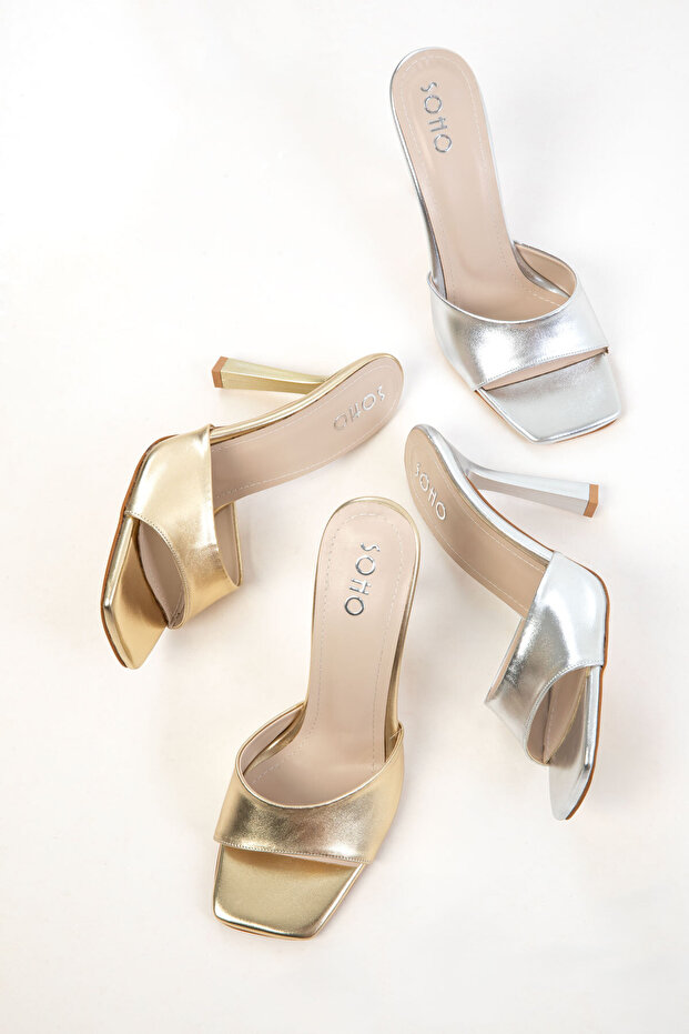 Arany, klasszikus női sarkú cipő 20754 - 3