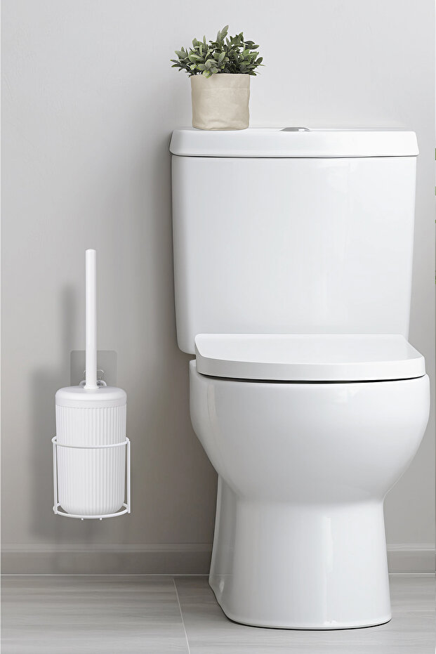 Eko Magic White Round Mina - WC Brush Holder with Hanger - 1