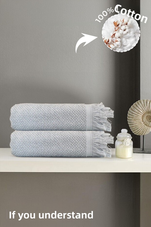 2-Piece Gray Jelena Bath Towel - 70X140 Cm, 490 Gr, 100% Cotton, Suitable for Spa and Hotel Towels