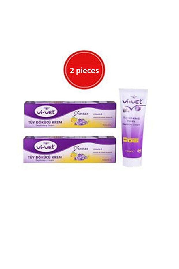 Vivet Unisex Cream Depilatory - Vitamin E, Hair Remover, 100ml 2 Pieces