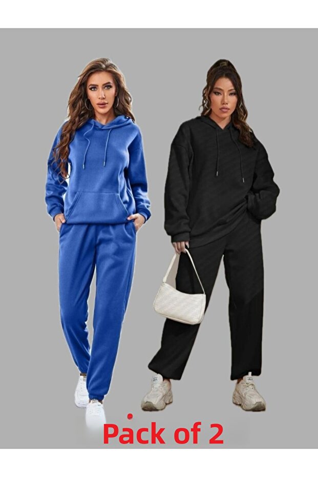 Set of 2 Unisex Hooded Oversize Tracksuit