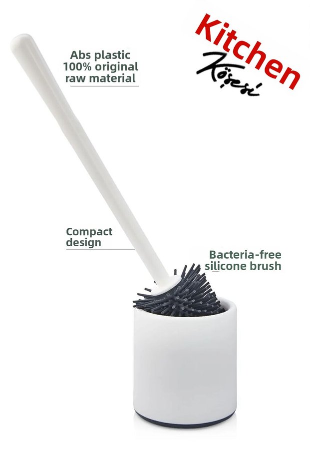 Antibacterial Silicone Tip Toilet Brush Set - Toilet and Toilet Bowl Cleaning Brush