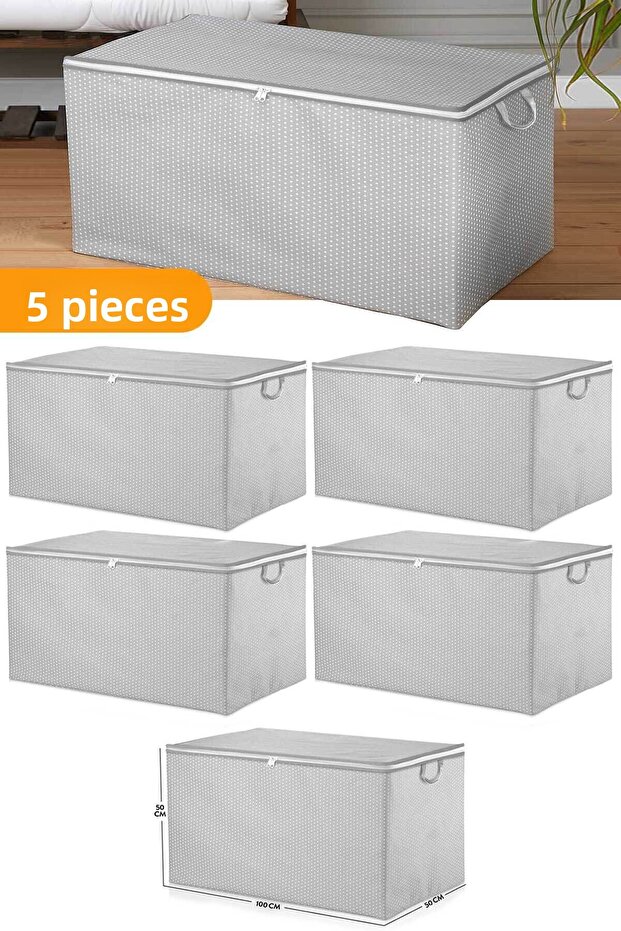 5 قطع - لحاف مرقط باللون الرمادي مقاس كبير - 100x50x50 سم