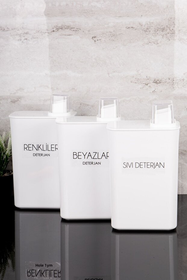 Set of 3 Self-Scaled Detergent Dispenser Boxes Colors Whites Liquid Detergent Labeled 3000ml - 3