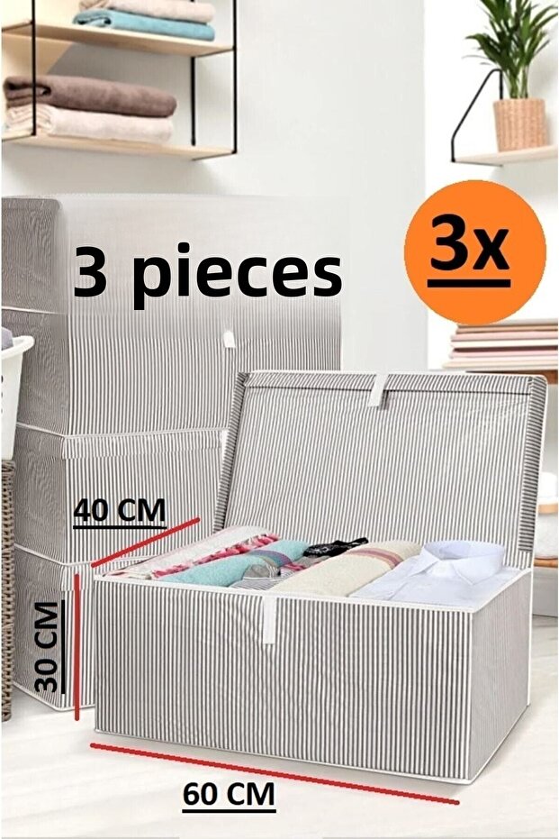 3 Pieces Box with Lid Storage Bag Mega Size 60*40*30* Multi-Purpose Box Storage Bag - 1