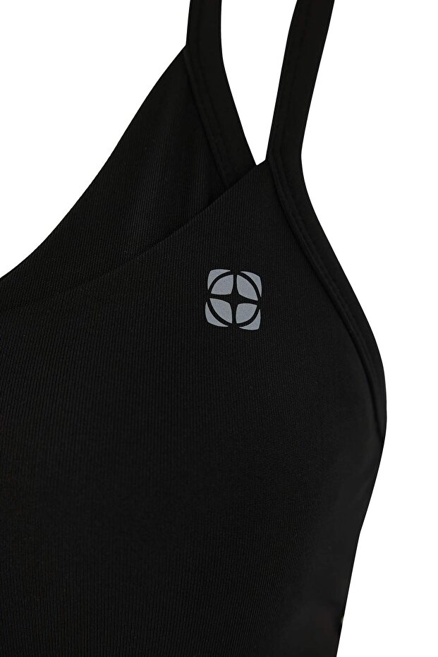 Teen Siyah Dalgıç/Scuba Kumaş Reflektör Baskılı Askılı Kapsız Spor Sütyeni THMAW26SS00000 - 8