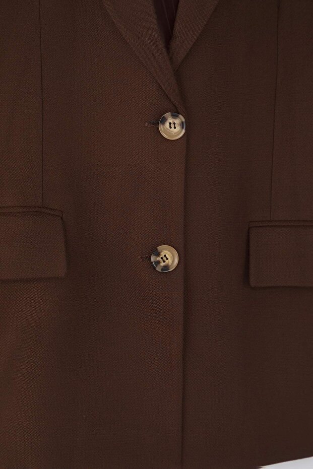 Необхідні речі в гардеробі Коричневий кашемір Спеціальна колекція Блейзер з вільним кроєм | TWOAW26BC00005 - 7