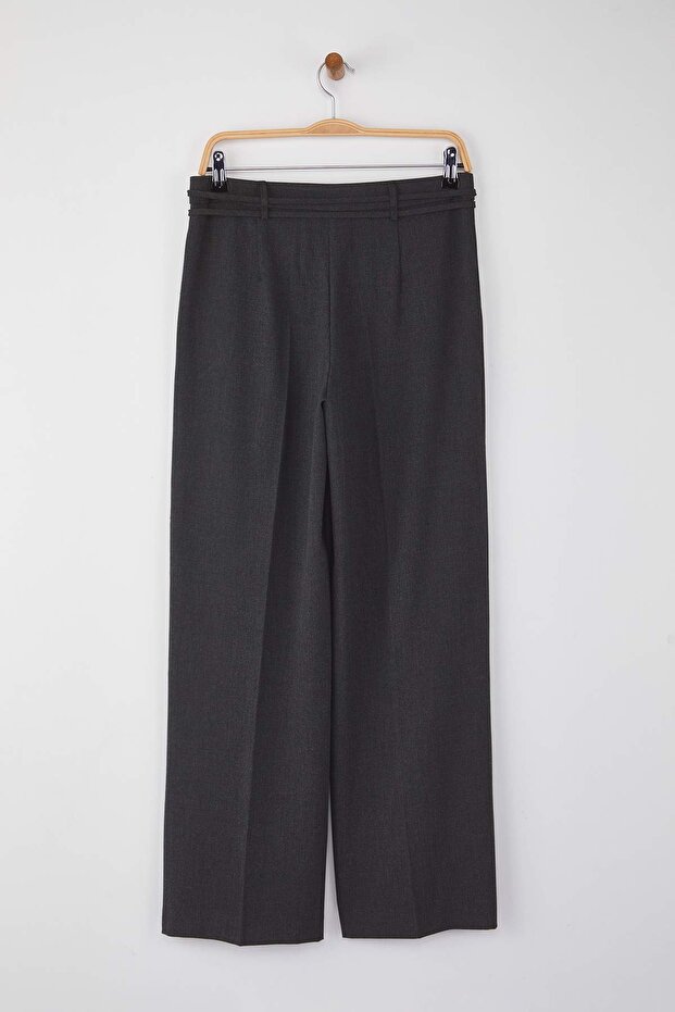 Antrasit Bağcık Detaylı Düşük Bel Wide Leg/Geniş Paça Pantolon TWOAW26PL00008 - 7