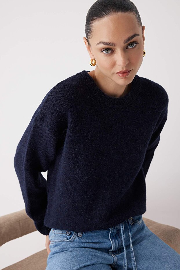Wardrobe Essentials More Sustainable Lacivert Alpaka Yün Karışımlı Triko Kazak|TWOAW26KZ00001