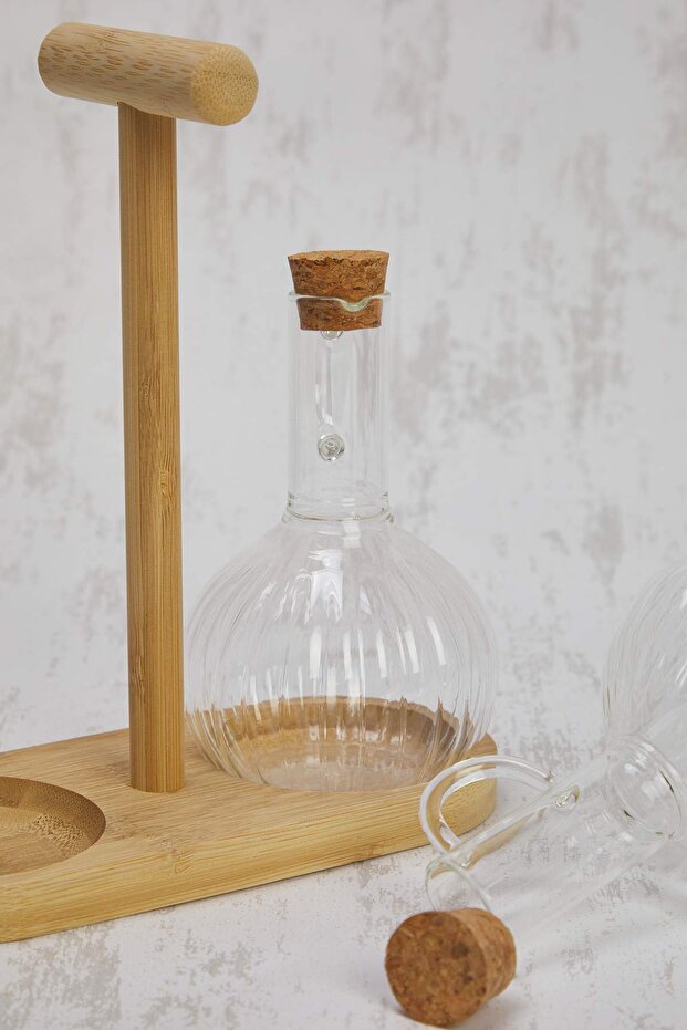 2'li Cam Ahşap Standlı Yağdanlık 300ml TPHSS25YAG00000 - 4