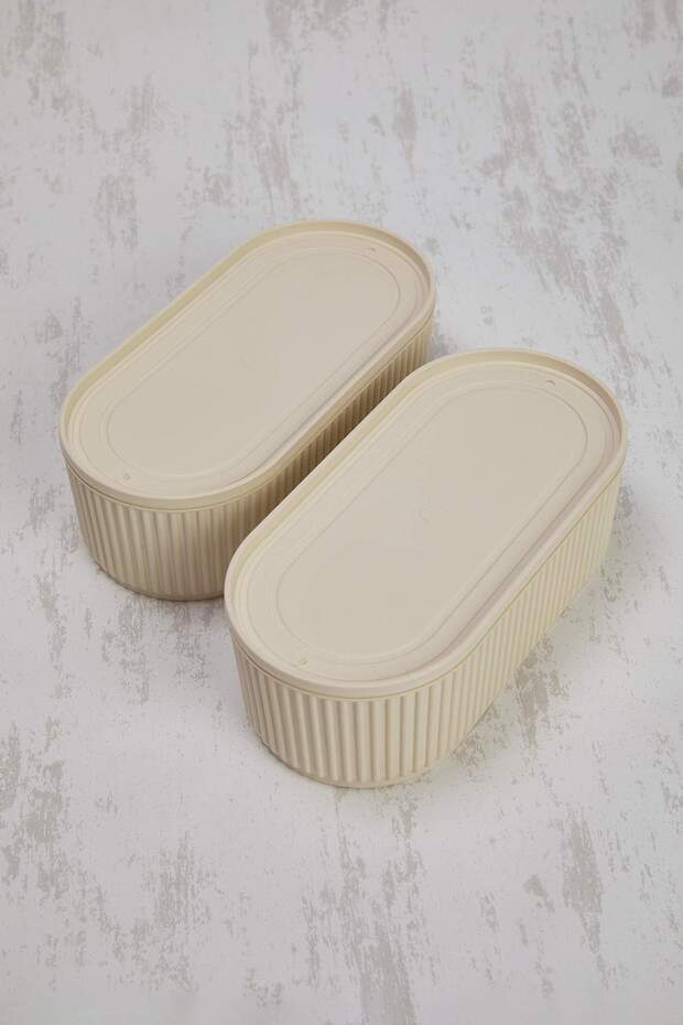 Set of 2 Practical Storage Containers/Lunch Boxes with Elastic Bands 2X(1100 ml) Tphss25Skb00005 - 3