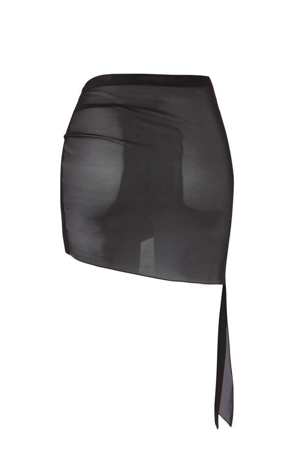 Černo-vícebarevná tištěná midi krajka 97% Polyester, 3% Lycra Pareo - 10