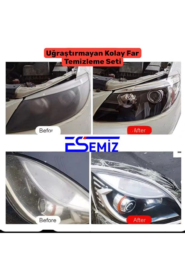 Buharsız Sıvısız Uğraştırmayan (2 DAKİKADA ) Kolay Oto Far Temizleme Far Parlatma seti - 5