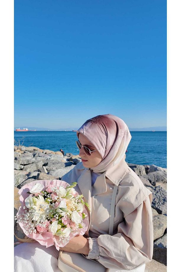 Çiçek Desen Soft Eşarp - 1