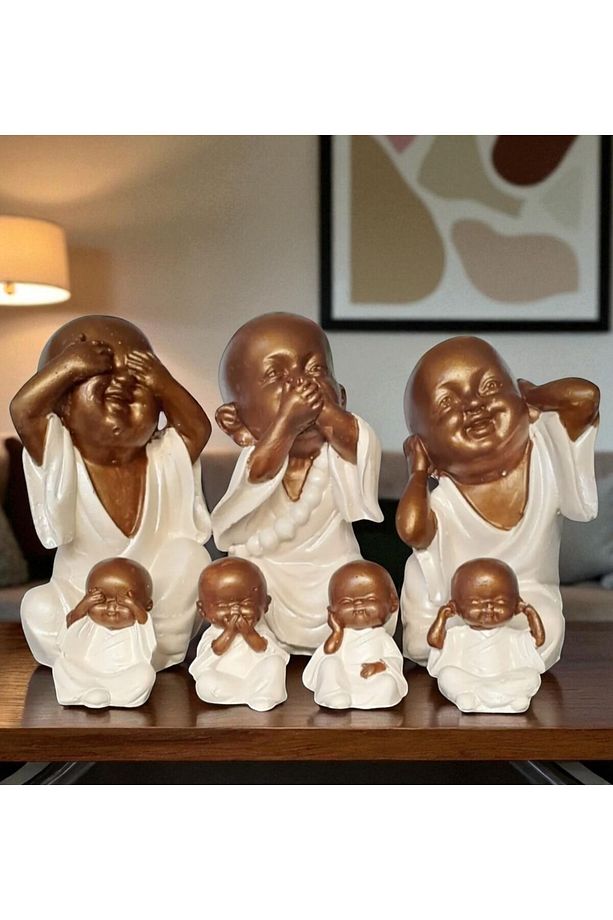 Görmedim Duymadım Bilmiyorum Biblo 7'Lİ DEKORATİF OBJE BUDA SET - 1
