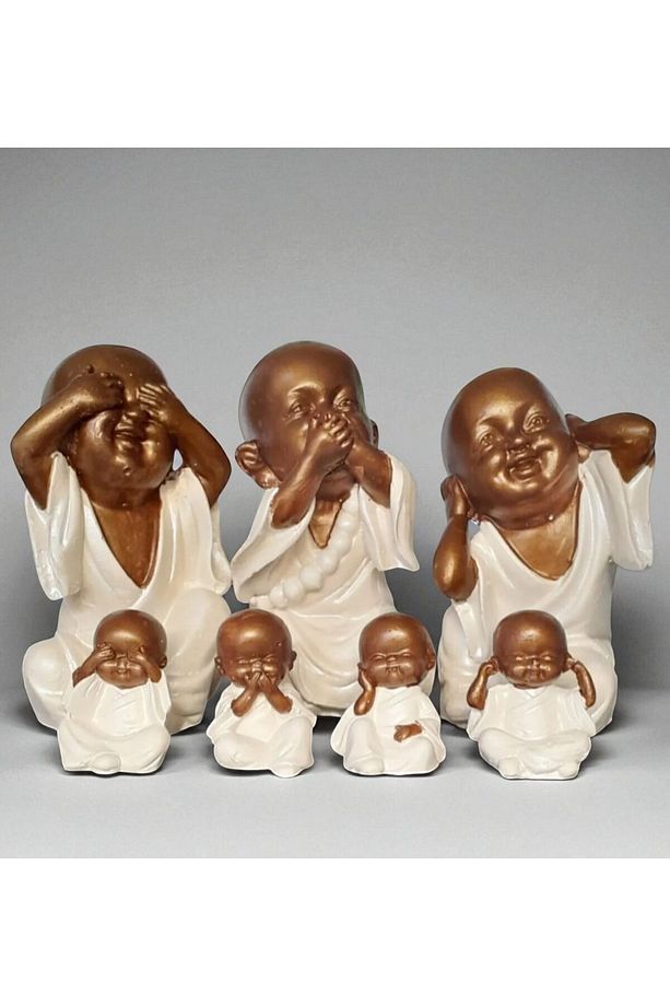 Görmedim Duymadım Bilmiyorum Biblo 7'Lİ DEKORATİF OBJE BUDA SET - 4