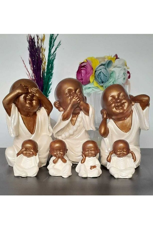 Görmedim Duymadım Bilmiyorum Biblo 7'Lİ DEKORATİF OBJE BUDA SET - 2